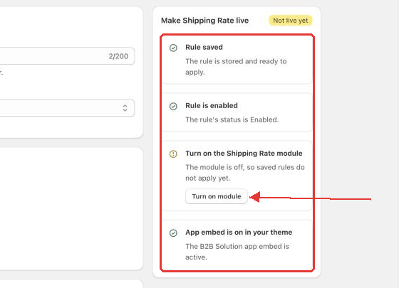 Make Shipping Rate live checklist