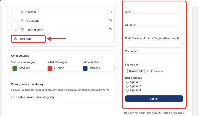 Form editor with live preview