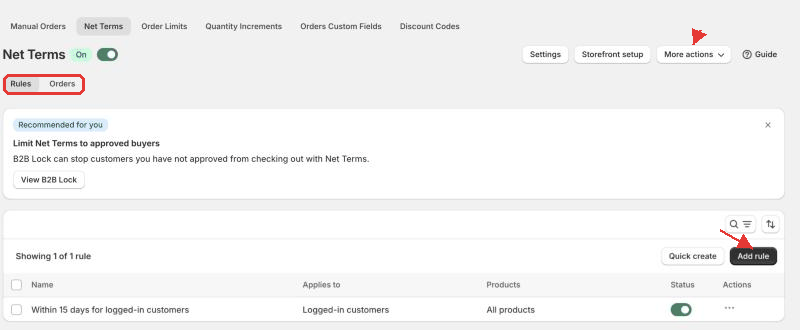 Net Terms module home