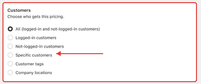 Customers section