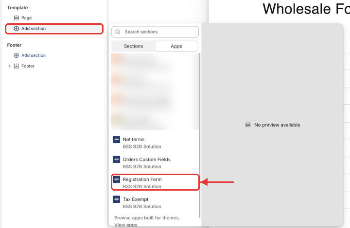 Add the Registration Form block in the theme editor