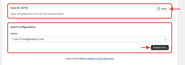 Publish a multi-step form in customer accounts